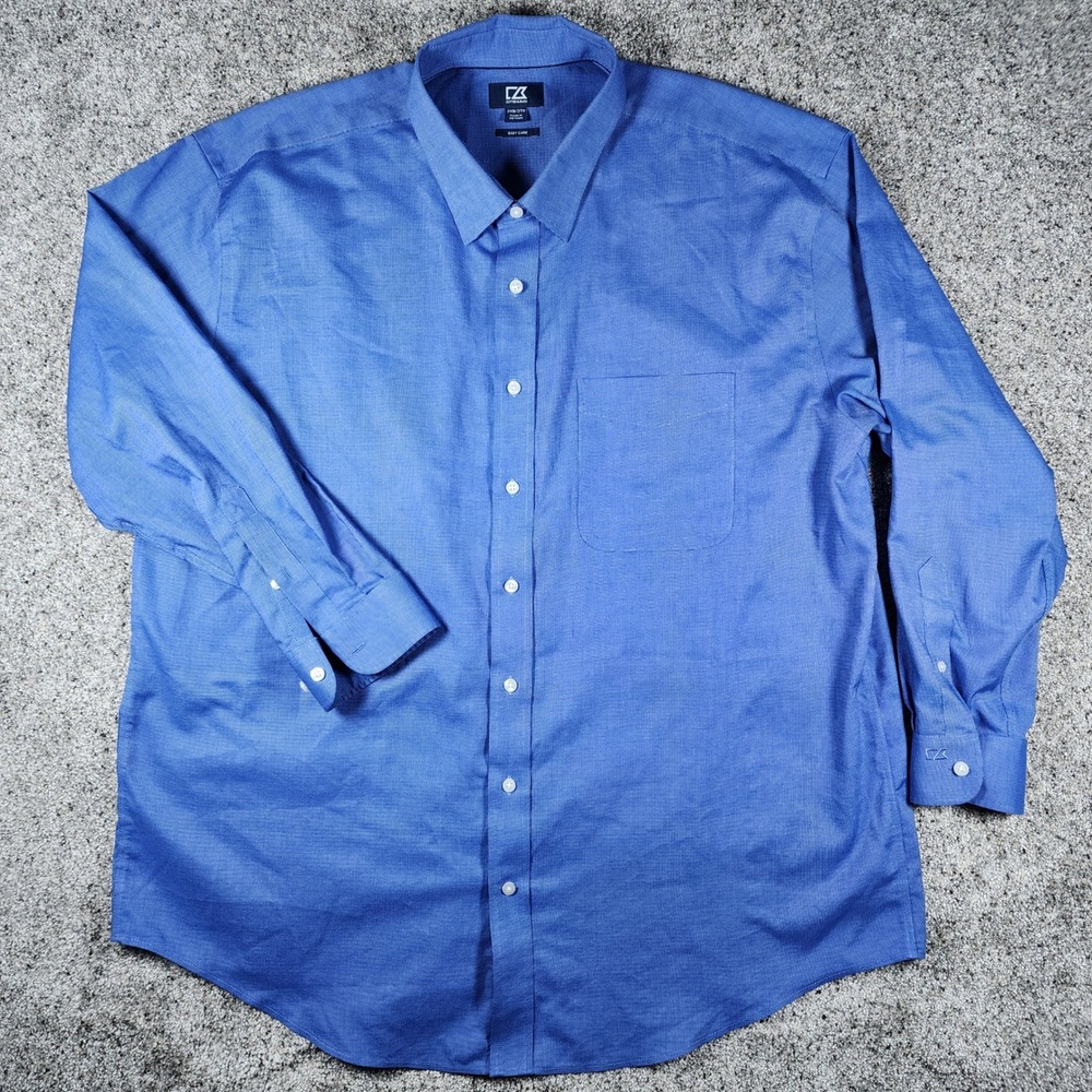 Cutter & Buck Button Down Shirt Mens 2XB Blue Easy Care Long Sleeve EUC Ret:$105